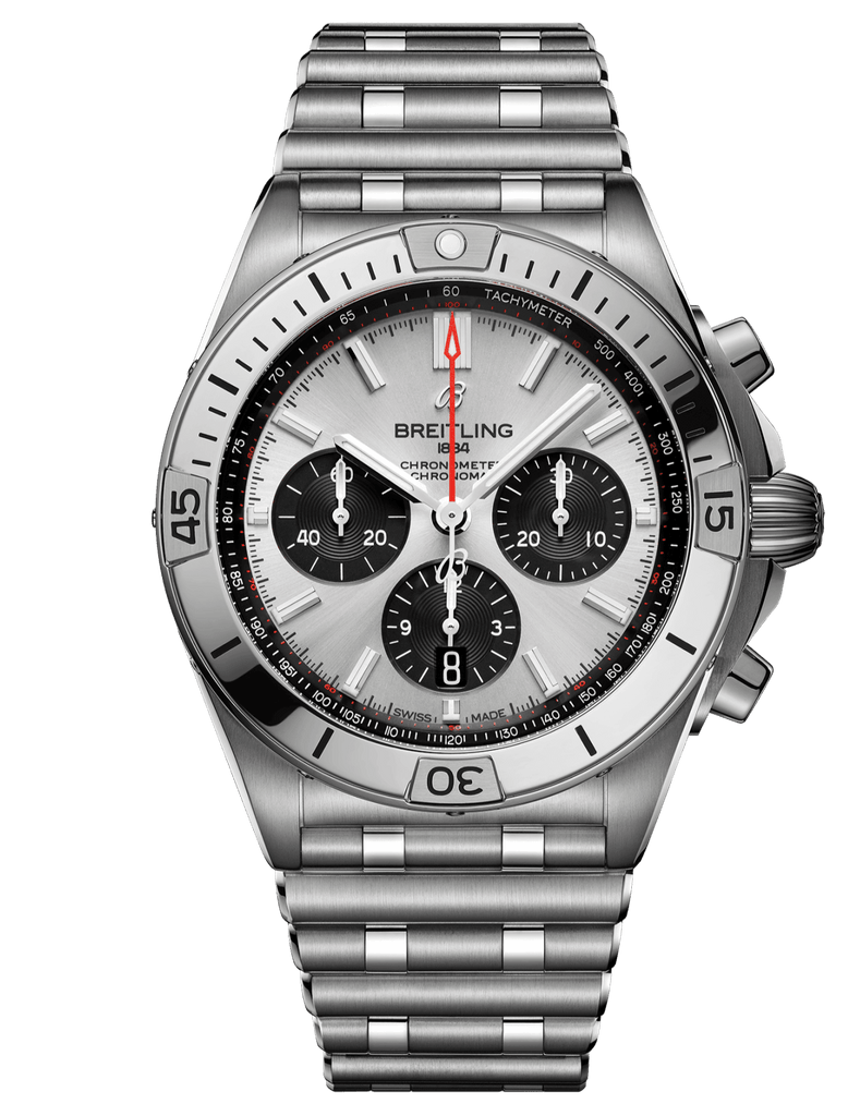Breitling Chronomat B01 42mm Silver Dial Silver Steel Strap Watch for Men - AB0134101G1A1 Buy Now By Breitling