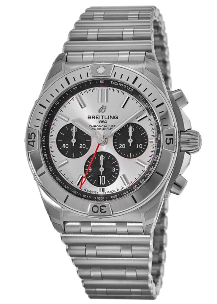 Breitling Chronomat B01 42mm Silver Dial Silver Steel Strap Watch for Men - AB0134101G1A1 Buy Now By Breitling