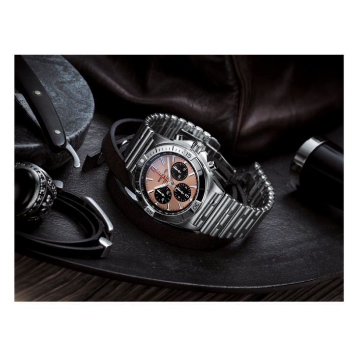 Breitling Chronomat B01 42 Brown Dial Silver Steel Strap Watch for Men - AB0134101K1A1 Buy Now By Breitling