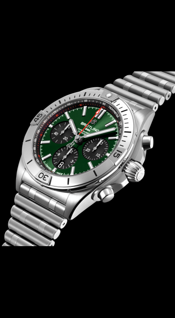 Breitling Chronomat B01 42 Green Dial Silver Steel Strap Watch for Men - AB0134101L1A1 Buy Now By Breitling