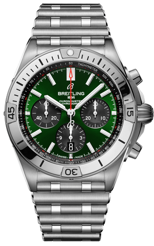 Breitling Chronomat B01 42 Green Dial Silver Steel Strap Watch for Men - AB0134101L1A1 Buy Now By Breitling