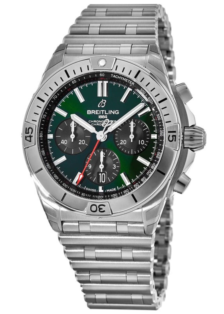 Breitling Chronomat B01 42mm Green Dial Silver Steel Strap Watch for Men - AB01343A1L1A1 Buy Now By Breitling