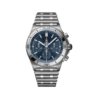 Breitling Chronomat B01 42 Frecce Tricolori Blue Dial Silver Steel Strap Watch for Men - AB01344A1C1A1 Buy Now By Breitling