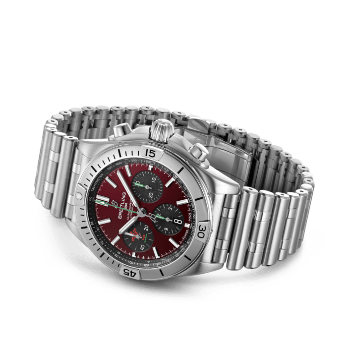 Breitling Chronomat B01 42 Six Nations Wales Red Dial Silver Steel Strap Watch for Men - AB0134A61K1A1 Buy Now By Breitling