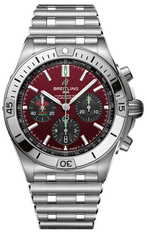Breitling Chronomat B01 42 Six Nations Wales Red Dial Silver Steel Strap Watch for Men - AB0134A61K1A1 Buy Now By Breitling