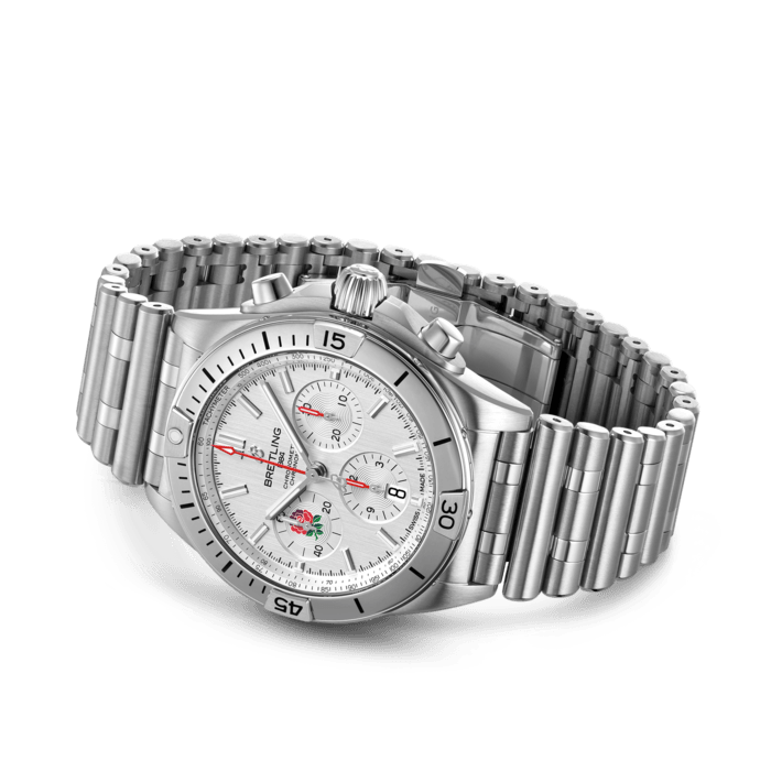 Breitling Chronomat B01 42 Six Nations England White Dial Silver Steel Strap Watch for Men - AB0134A71A1A1 Buy Now By Breitling