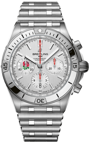 Breitling Chronomat B01 42 Six Nations England White Dial Silver Steel Strap Watch for Men - AB0134A71A1A1 Buy Now By Breitling