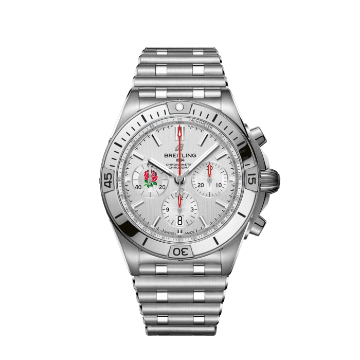 Breitling Chronomat B01 42 Six Nations England White Dial Silver Steel Strap Watch for Men - AB0134A71A1A1 Buy Now By Breitling