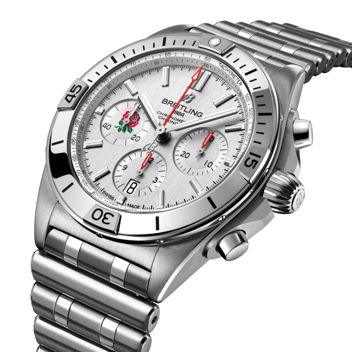 Breitling Chronomat B01 42 Six Nations England White Dial Silver Steel Strap Watch for Men - AB0134A71A1A1 Buy Now By Breitling