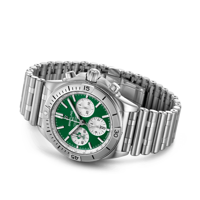 Breitling Chronomat B01 42 Six Nations Ireland Green Dial Silver Steel Strap Watch for Men - AB0134A91L1A1 Buy Now By Breitling
