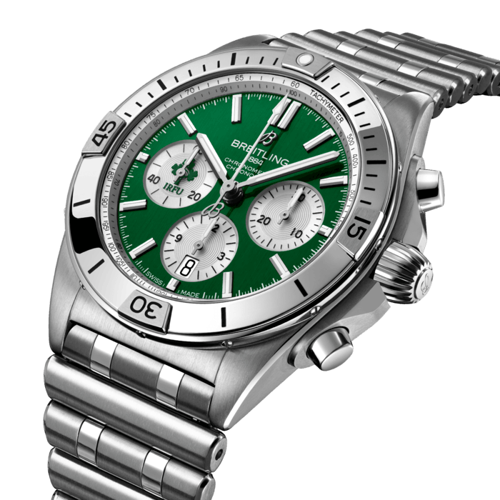 Breitling Chronomat B01 42 Six Nations Ireland Green Dial Silver Steel Strap Watch for Men - AB0134A91L1A1 Buy Now By Breitling