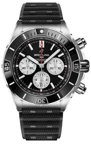Breitling Super Chronomat B01 44 Black Dial Black Rubber Strap Watch for Men - AB0136251B1S1 Buy Now By Breitling