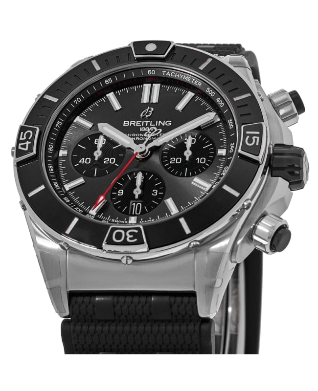 Breitling Super Chronomat B01 44 Black Dial Black Rubber Strap Watch for Men - AB0136251B2S1 Buy Now By Breitling