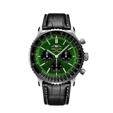 Breitling Navitimer B01 Chronograph 46 Green Dial Black Leather Strap Watch for Men - AB0137241L1P1 Buy Now By Breitling