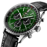 Breitling Navitimer B01 Chronograph 46 Green Dial Black Leather Strap Watch for Men - AB0137241L1P1 Buy Now By Breitling
