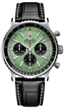 Breitling Navitimer B01 Chronograph 43 Green Dial Black Leather Strap Watch for Men - AB0138241L1P1 Buy Now By Breitling