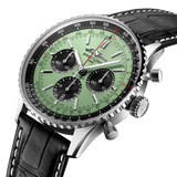Breitling Navitimer B01 Chronograph 43 Green Dial Black Leather Strap Watch for Men - AB0138241L1P1 Buy Now By Breitling
