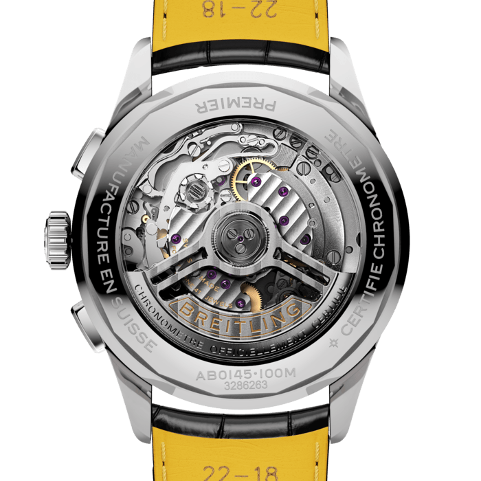 Breitling Premier B01 Chronograph 42 Black Dial Black Leather Strap Watch for Men - AB0145221B1P1 Buy Now By Breitling