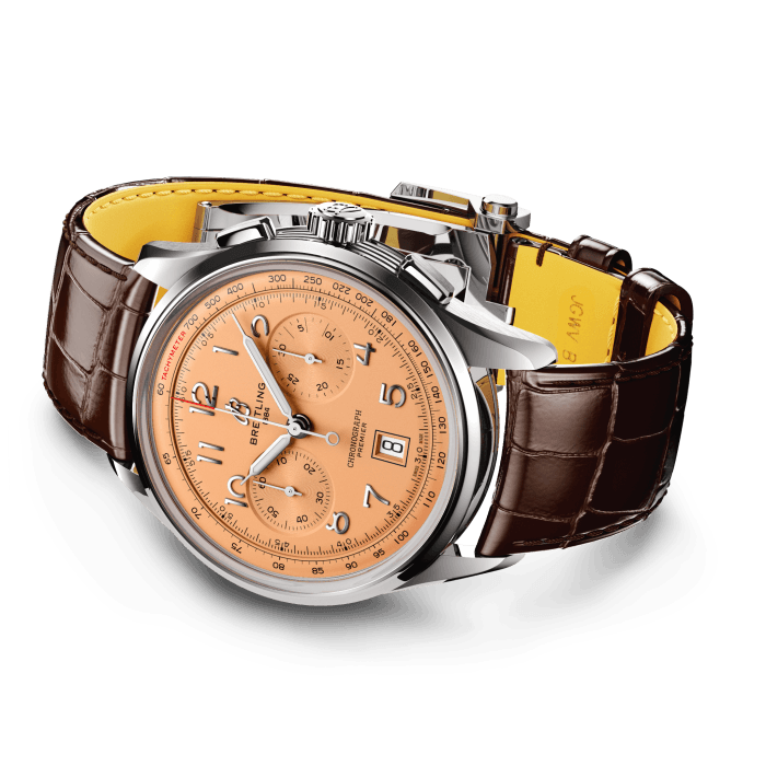 Breitling Premier B01 Chronograph 42 Beige Dial Brown Leather Strap Watch for Men - AB0145331K1P1 Buy Now By Breitling