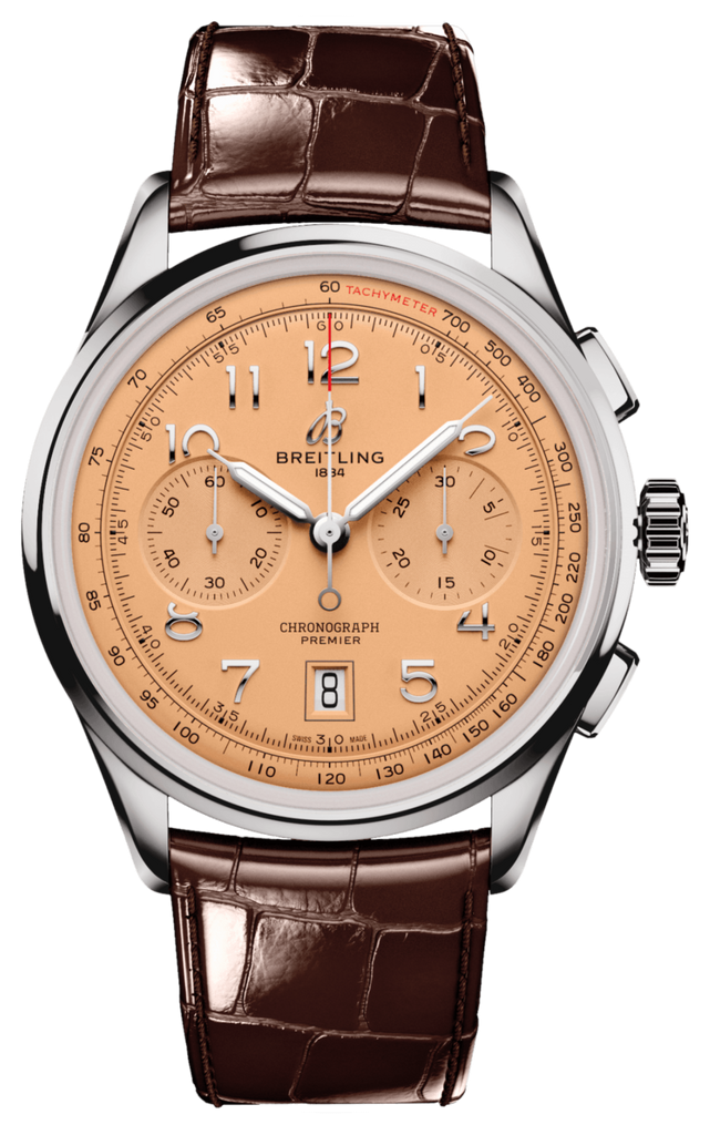 Breitling Premier B01 Chronograph 42 Beige Dial Brown Leather Strap Watch for Men - AB0145331K1P1 Buy Now By Breitling