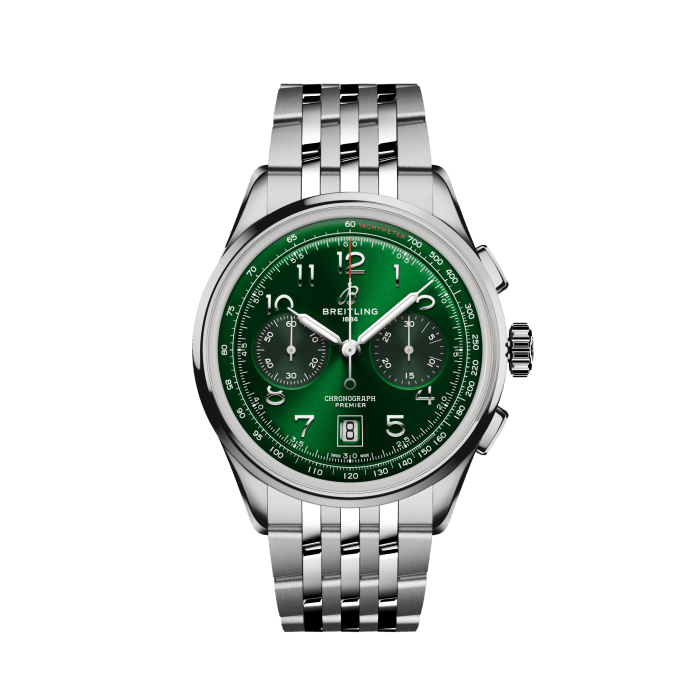 Breitling Premier B01 Chronograph 42 Green Dial Silver Steel Strap Watch for Men - AB0145371L1A1 Buy Now By Breitling