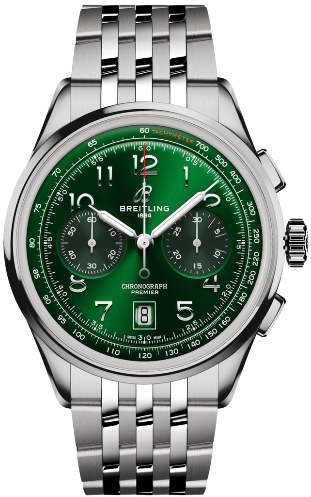 Breitling Premier B01 Chronograph 42 Green Dial Silver Steel Strap Watch for Men - AB0145371L1A1 Buy Now By Breitling