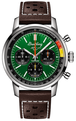 Breitling Top Time B01 Ford Mustang Green Dial Brown Leather Strap Watch for Men - AB01762A1L1X1 Buy Now By Breitling