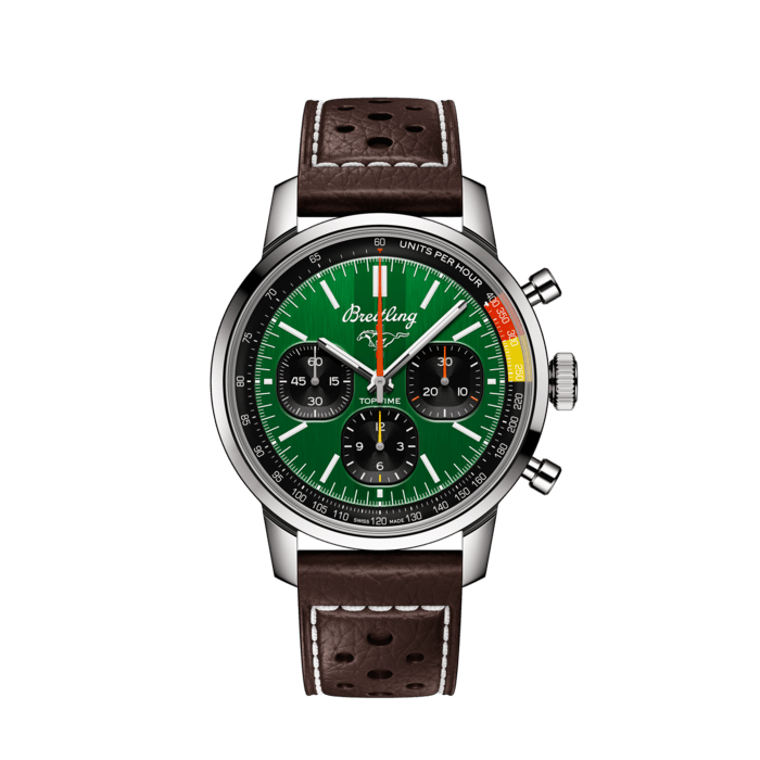 Breitling Top Time B01 Ford Mustang Green Dial Brown Leather Strap Watch for Men - AB01762A1L1X1 Buy Now By Breitling