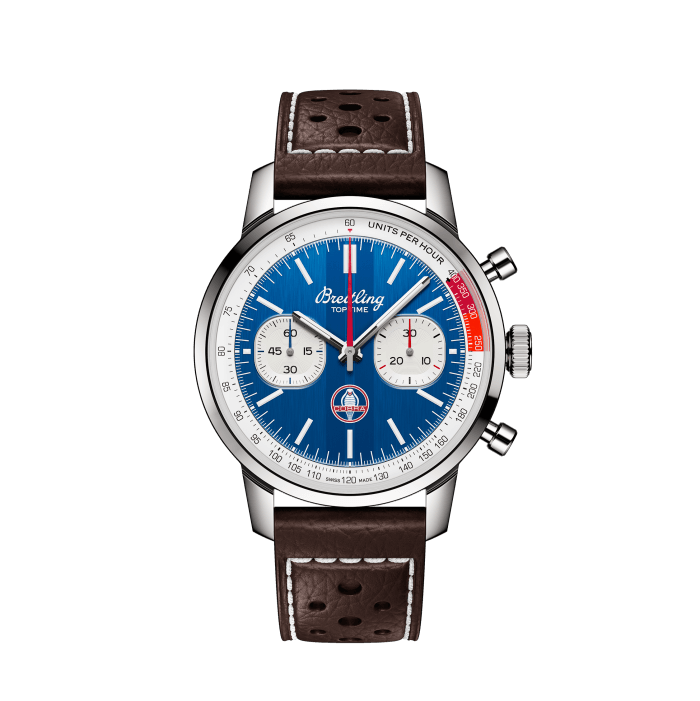 Breitling Top Time B01 Shelby Cobra Blue Dial Brown Leather Strap Watch for Men - AB01763A1C1X1 Buy Now By Breitling
