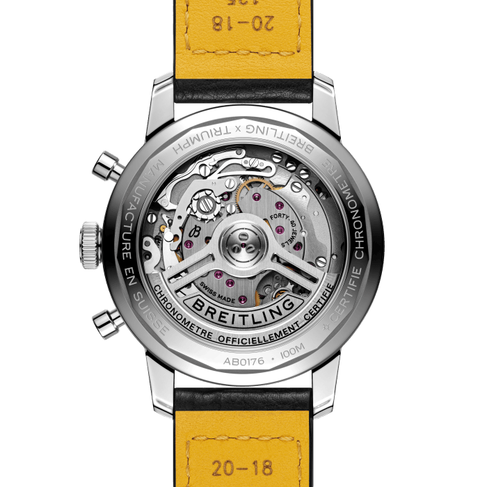 Breitling Top Time B01 Triumph Blue Dial Black Leather Strap Watch for Men - AB01764A1C1X1 Buy Now By Breitling