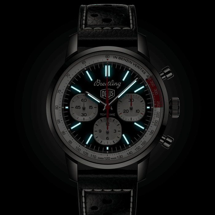 Breitling Top Time B01 Deus Black Dial Black Leather Strap Watch for Men - AB01765A1B1X1 Buy Now By Breitling