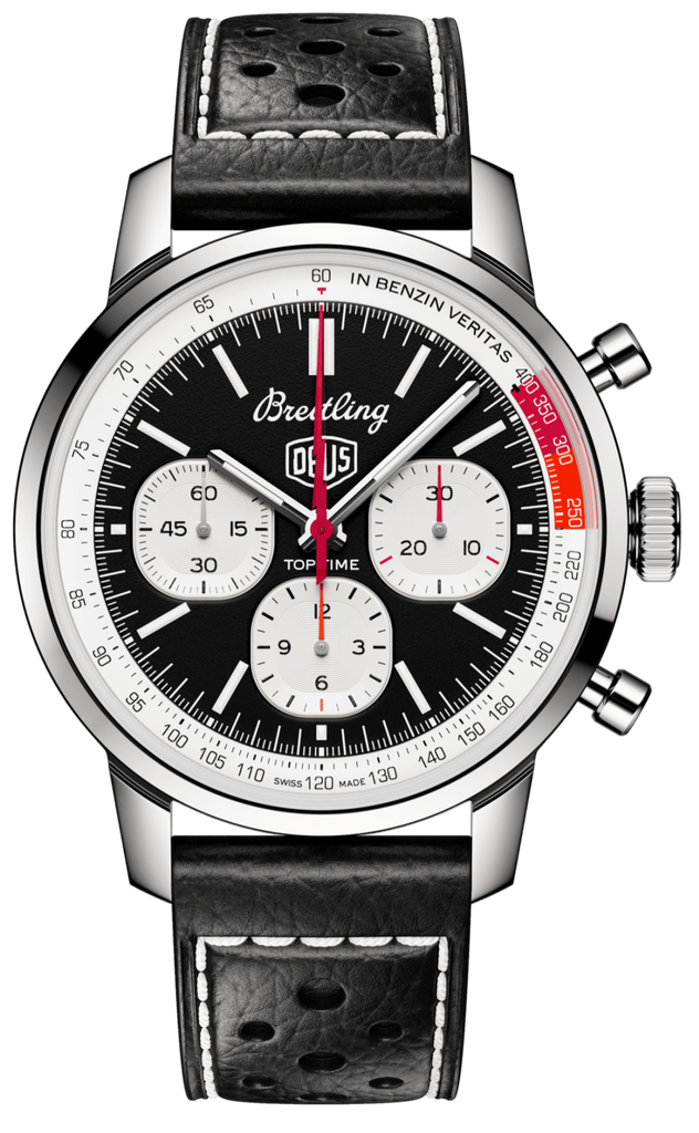 Breitling Top Time B01 Deus Black Dial Black Leather Strap Watch for Men - AB01765A1B1X1 Buy Now By Breitling