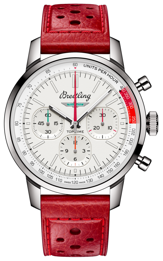 Breitling Top Time B01 Ford Thunderbird White Dial Red Leather Strap Watch for Men - AB01766A1A1X1 Buy Now By Breitling