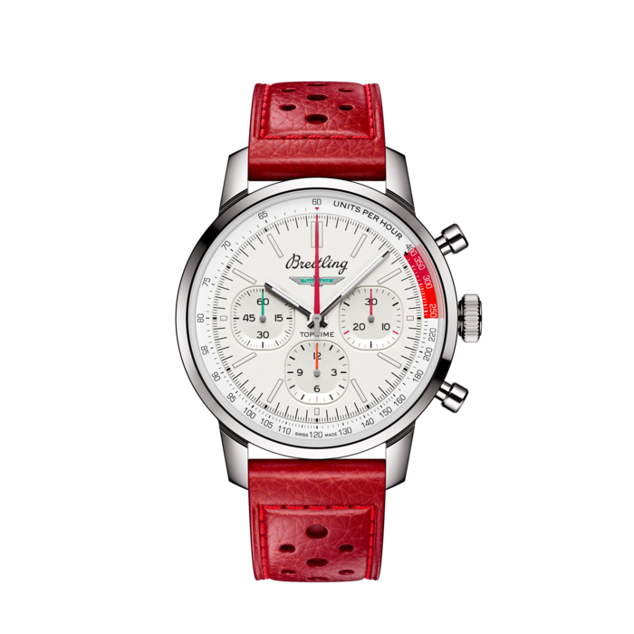 Breitling Top Time B01 Ford Thunderbird White Dial Red Leather Strap Watch for Men - AB01766A1A1X1 Buy Now By Breitling