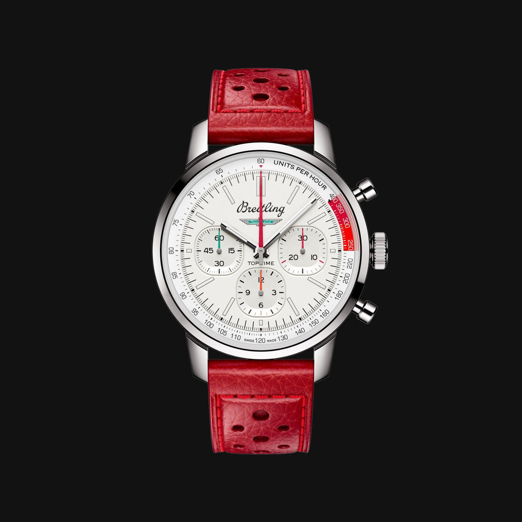 Breitling Top Time B01 Ford Thunderbird White Dial Red Leather Strap Watch for Men - AB01766A1A1X1 Buy Now By Breitling