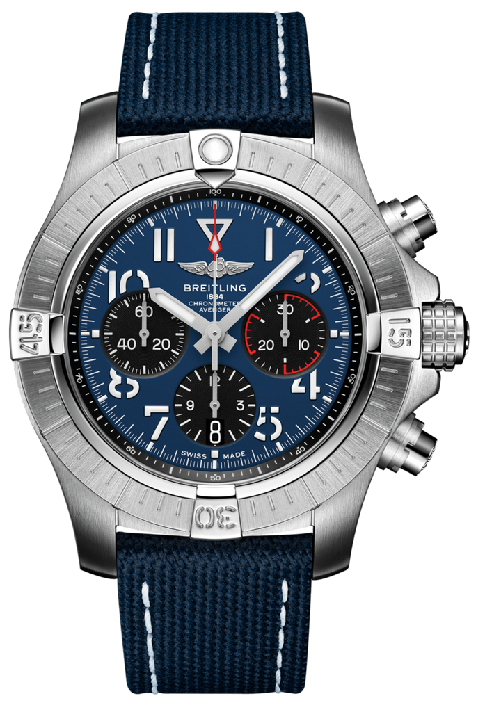 Breitling Avenger B01 Chronograph 45 Blue Dial Blue Nylon Strap Watch for Men - AB01821A1C1X1 Buy Now By Breitling