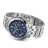 Breitling Super Avi B04 Chronograph GMT 46 Tribute to Vought F4U Corsair Blue Dial Silver Steel Strap Watch for Men - AB04451A1C1A1 Buy Now By Breitling