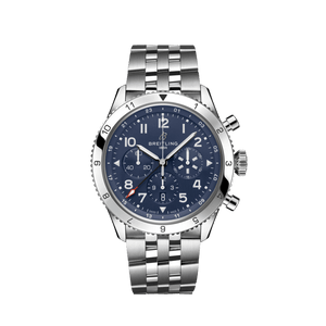 Breitling Super Avi B04 Chronograph GMT 46 Tribute to Vought F4U Corsair Blue Dial Silver Steel Strap Watch for Men - AB04451A1C1A1 Buy Now By Breitling