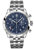 Breitling Super Avi B04 Chronograph GMT 46 Tribute to Vought F4U Corsair Blue Dial Silver Steel Strap Watch for Men - AB04451A1C1A1 Buy Now By Breitling