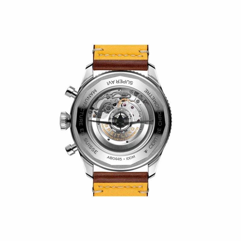 Breitling Super Avi B04 Chronograph GMT 46 Curtiss Warhawk Green Dial Brown Leather Strap Watch for Men - AB04452A1L1X1 Buy Now By Breitling