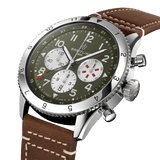 Breitling Super Avi B04 Chronograph GMT 46 Curtiss Warhawk Green Dial Brown Leather Strap Watch for Men - AB04452A1L1X1 Buy Now By Breitling