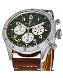 Breitling Super Avi B04 Chronograph GMT 46 Curtiss Warhawk Green Dial Brown Leather Strap Watch for Men - AB04452A1L1X1 Buy Now By Breitling