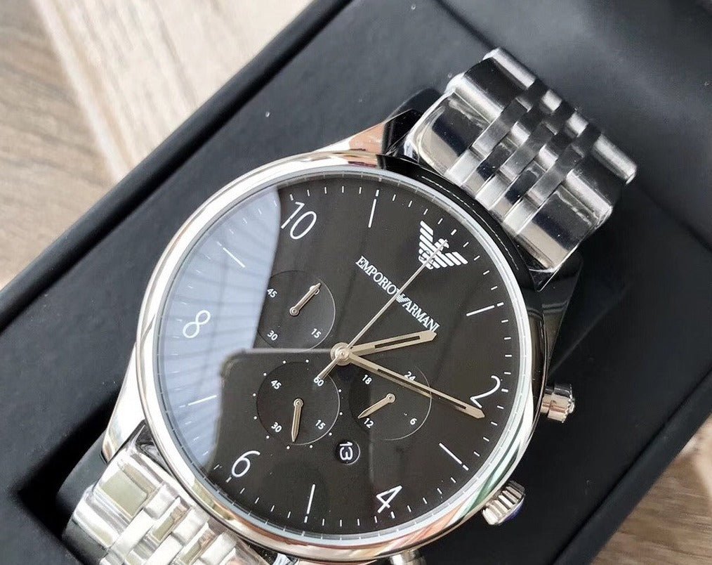 Emporio Armani Beta Chronograph Black Dial Steel Strap Watch For Men - AR1863 Buy Now By Emporio Armani