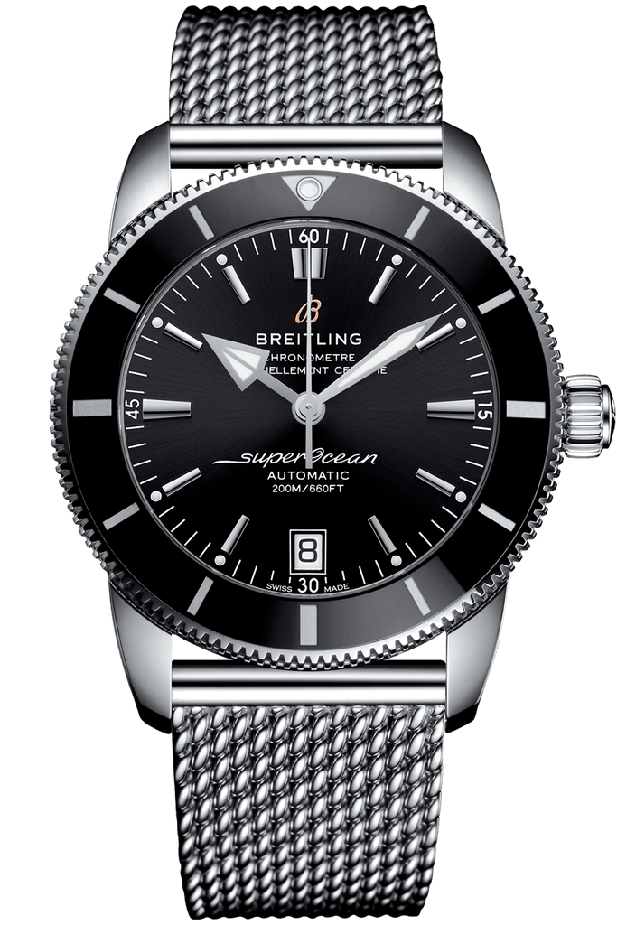Breitling Superocean Heritage B20 Automatic 42 Black Dial Silver Mesh Bracelet Watch for Men - AB2010121B1A1 Buy Now By Breitling