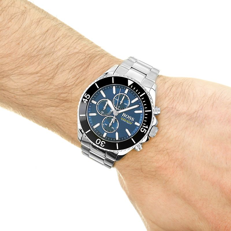 Hugo Boss Ocean Edition Chronograph Blue Dial Silver Steel Strap Watch for Men - 1513704 Buy Now By Hugo Boss