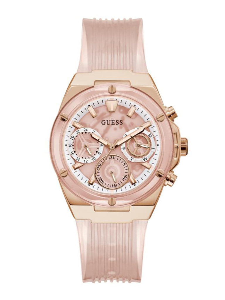 Guess Athena Rose Gold Dial Rose Gold Rubber Strap Watch for Women - GW0409L3 Buy Now By Guess