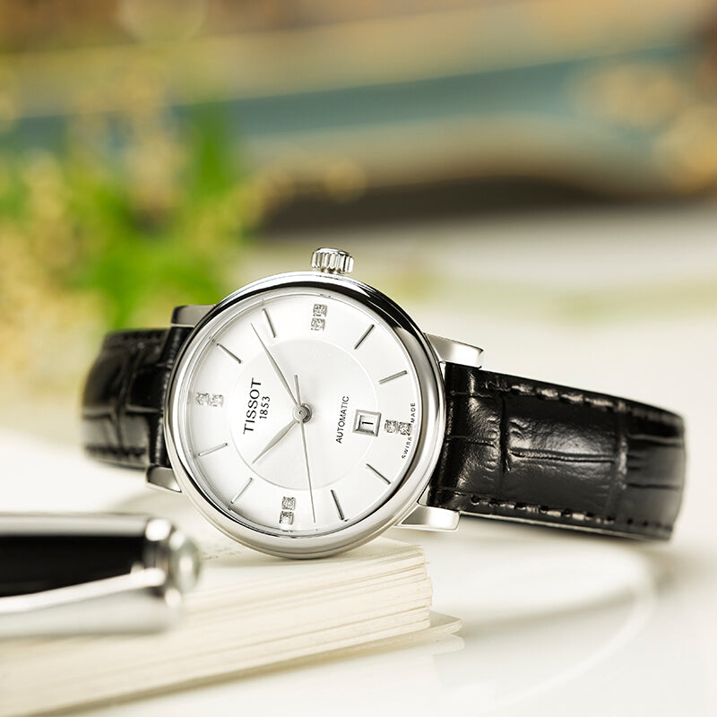 Tissot Carson Premium Lady Born to Be Brace Special Edition Silver Dial Black Leather Strap Watch for Women - T122.207.16.036.00 Buy Now By Tissot