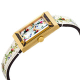 Gucci G-Frame Floral Mother of Pearl Dial White Leather Strap Watch For Women - YA147407 Buy Now By Gucci