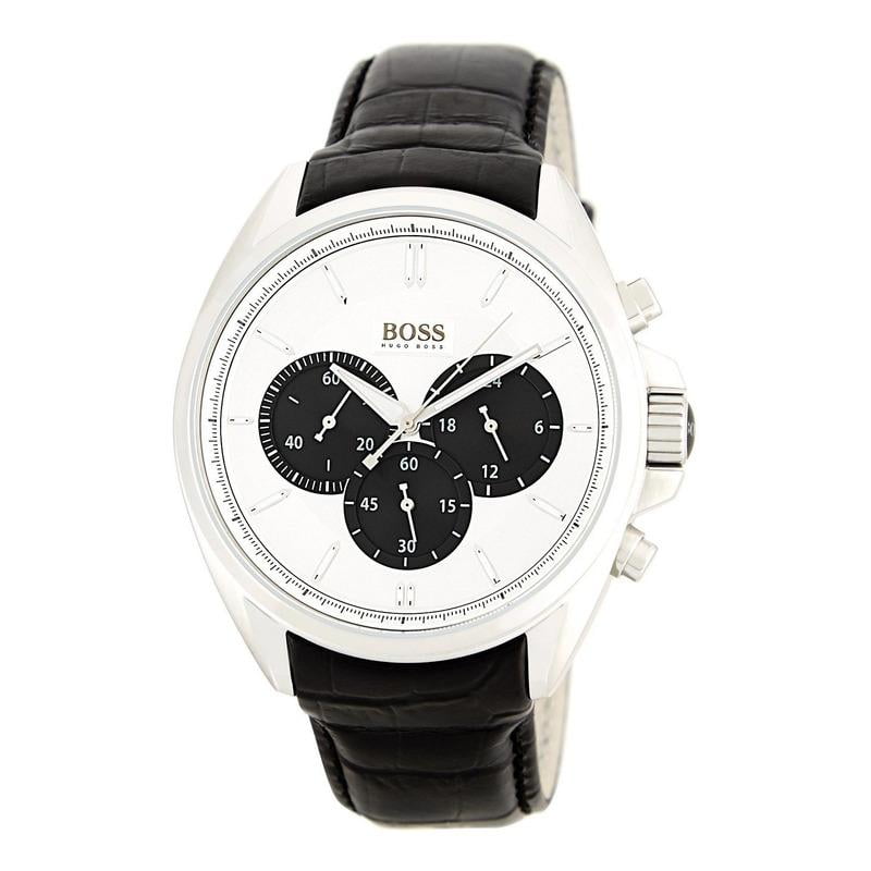 Hugo Boss Driver Chronograph Quartz Silver Dial Black Leather Strap Watch For Men - 1512880 Buy Now By Hugo Boss