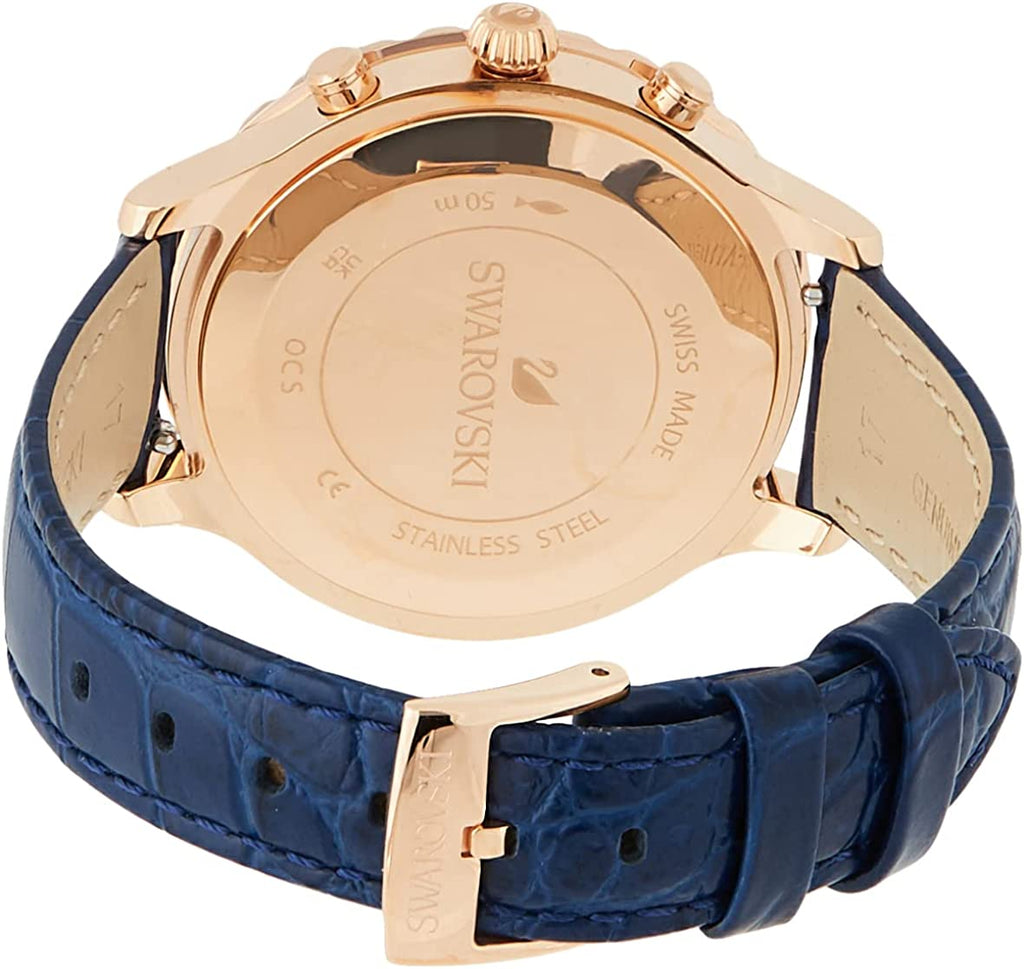 Swarovski Octea Lux Chrono Blue Dial Blue Leather Strap Watch for Women - 5563480 Buy Now By Swarovski
